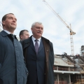 Russian Prime Minister Dmitry Medvedev visited the construction site of the stadium on Krestovsky Island in St. Petersburg, 16.05.2014