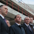 Russian Prime Minister Dmitry Medvedev visited the construction site of the stadium on Krestovsky Island in St. Petersburg, 16.05.2014